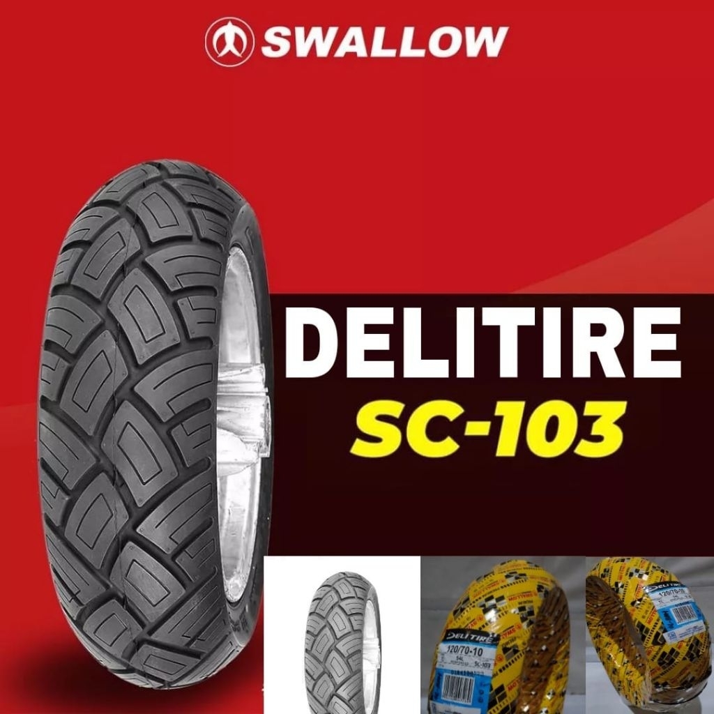 READY PAKET Ban Swallow Delitire SC103 Vespa Matic LX v S 110/70-11 120/70-10 - Tubless