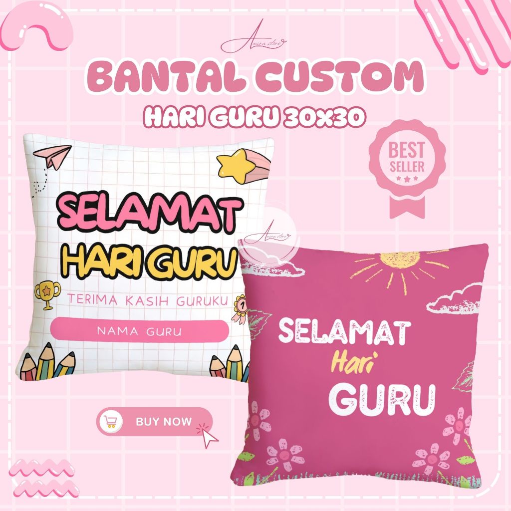 SOUVENIR BANTAL SELAMAT HARI GURU / HADIAH GURU / BANTAL PRINTING MURAH