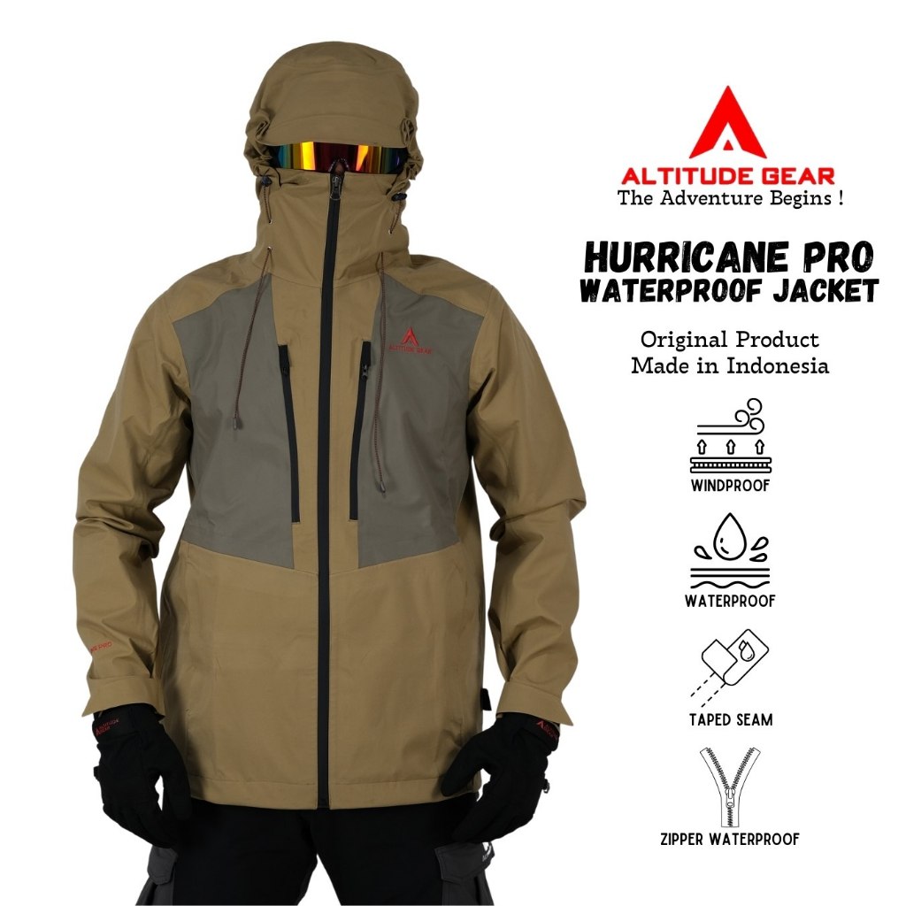 Jaket Gunung Gorpcore Goretex 3 Layer Altitude Gear Hurricane Pro Waterproof Jaket Pria Wanita Hikin