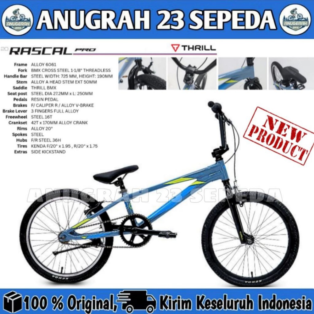 Sepeda Anak Bmx Thrill Rascal Pro Ukuran 20 Inch Frame Alloy