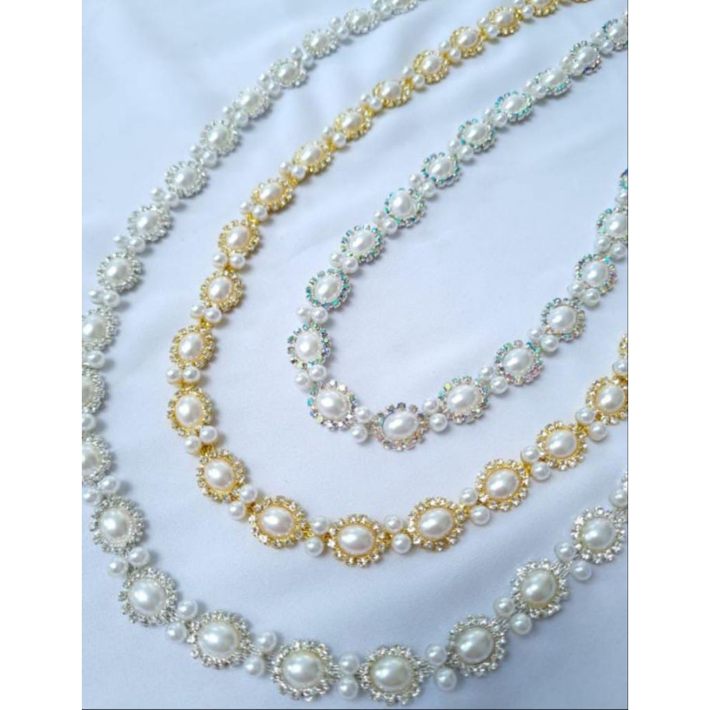 PER 50CM Aksesoris Payet OVAL Kristal Swarovski / Diamond Mote Rangkai Jahit Premium