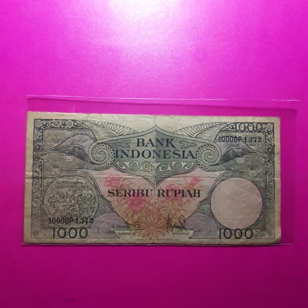 uang kuno 1000 rupiah seri bunga 1959