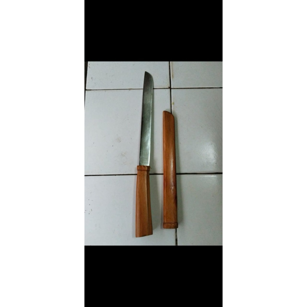 Pisau style herder full kayu sawo 17cm bahan bearing mirror