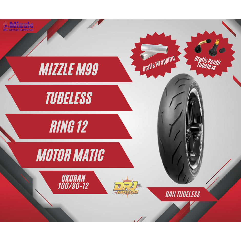 BAN MIZZLE M99 RING 12 TUBELESS 100/90-12  - BAN MOTOR HARIAN