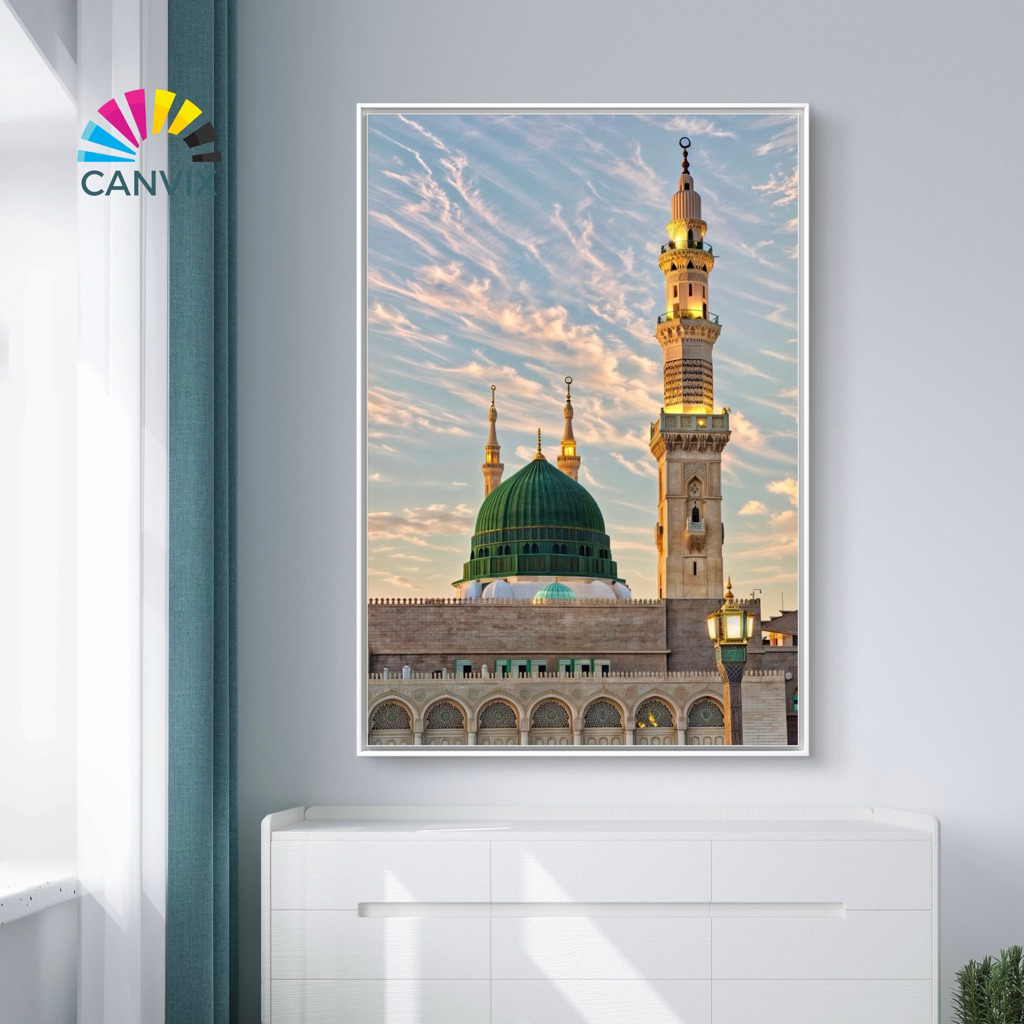 Kanvas printing masjid nabawi gratis bingkai