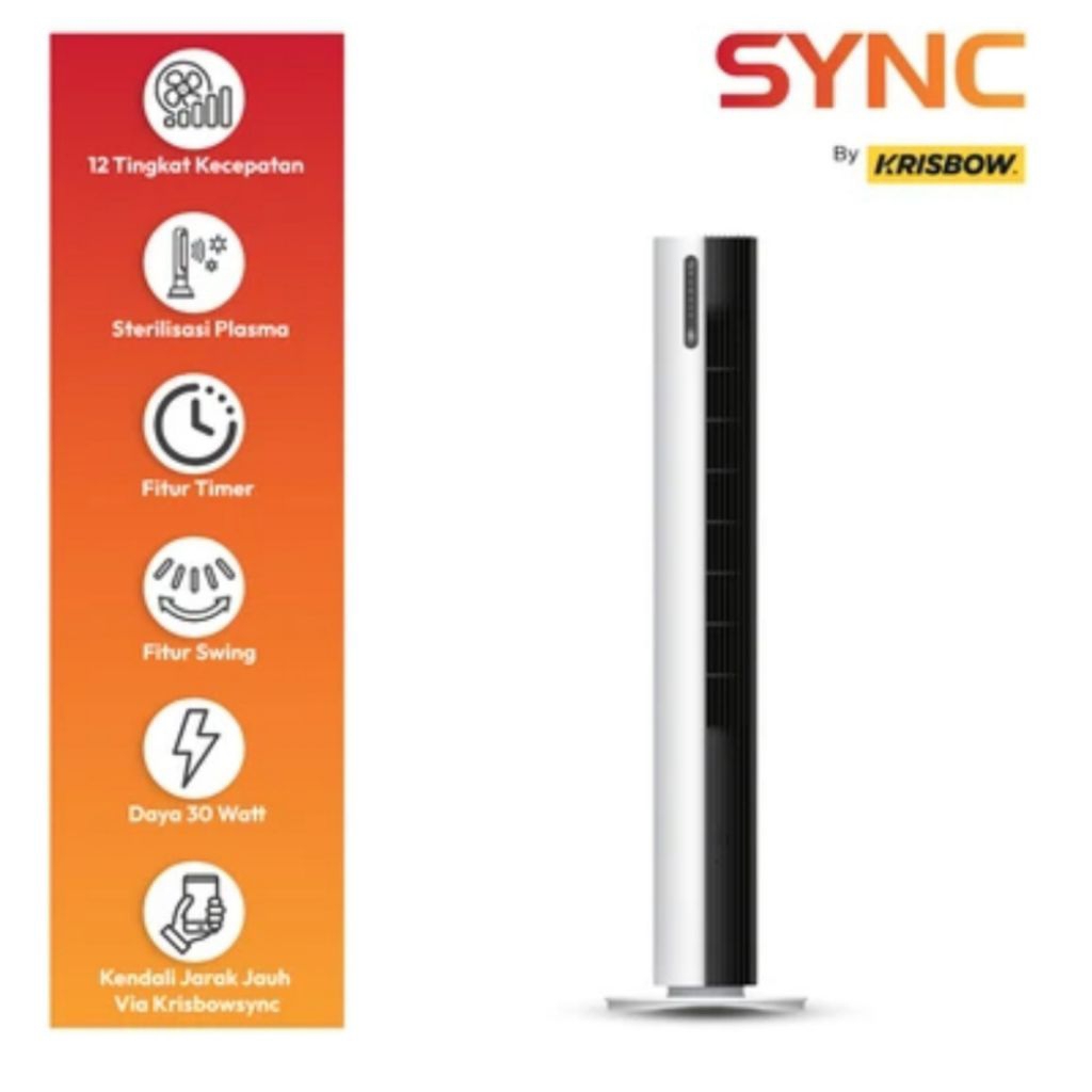 Krisbow Sync Smart Kipas Angin Berdiri Wifi Dc Motor - Putih/Hitam