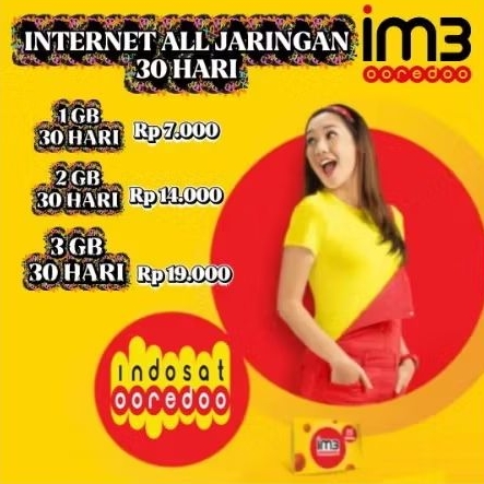 Paket Internet IM3 indosat 30 hari All Jaringan