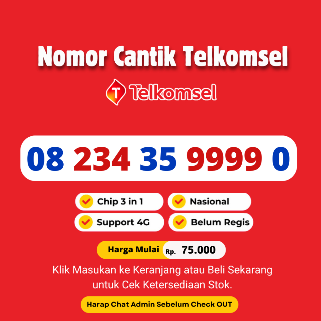 Kartu Perdana Cantik Telkomsel Seri Kwartet 9 Premium - Nomor Cantik Simpati Kwartet 9 Support 4G LT