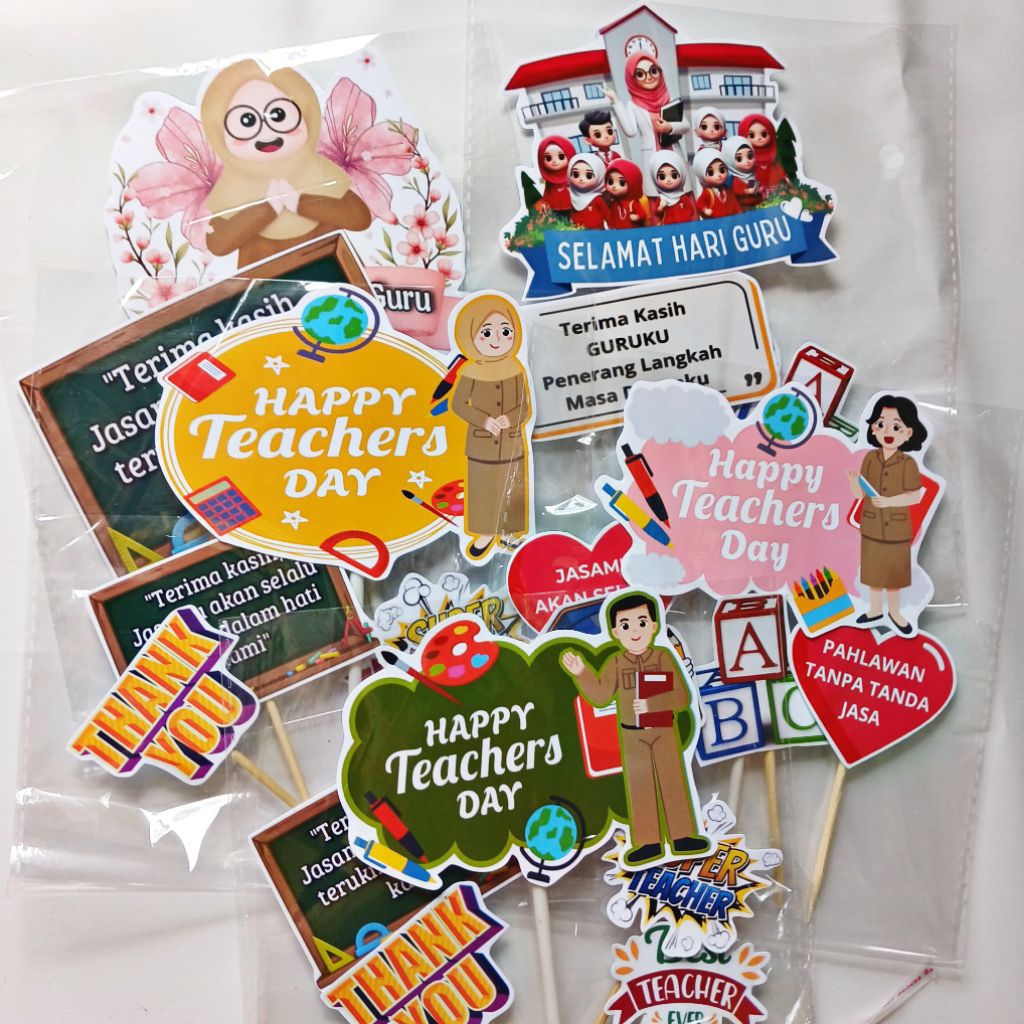 Topper cake Selamat Hari Guru / Happy Teacher day hiasan kue