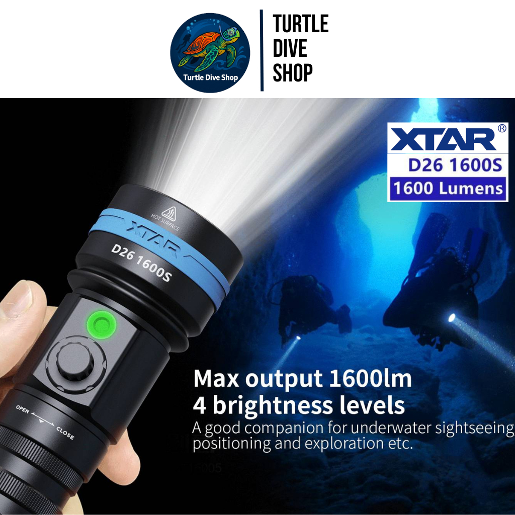 XTAR D26 1600S Diving Flashlight Senter Diving Lampu Selam Senter LED Diving 1600 Lumens Waterproof