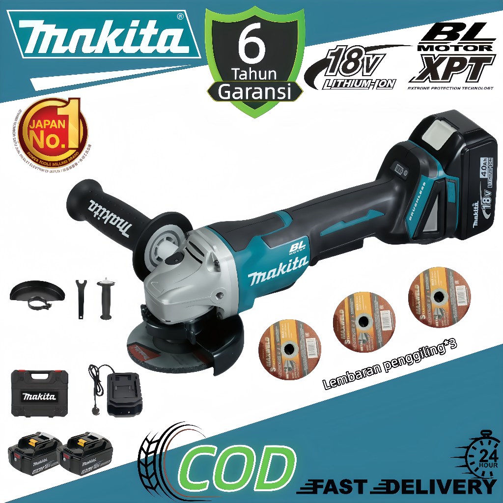 Makita{6 tahun garansi}DGA508Z 18Vpenggiling sudut tanpa kabel Mesin pemotong tanpa kabel Mesin pemo