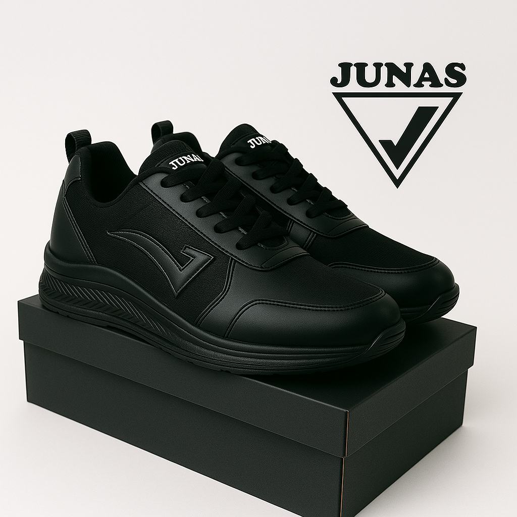 Sepatu Sekolah Hitam Polos Hitam Putih Tali Sepatu Sneakers Anak Laki Laki Perempuan