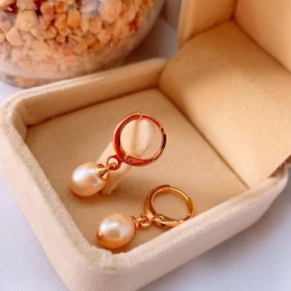 Giwang anting Mutiara asli - Anting Stud Mutiara Pearl Elegan - Giwang Earring Mutiara Asli
