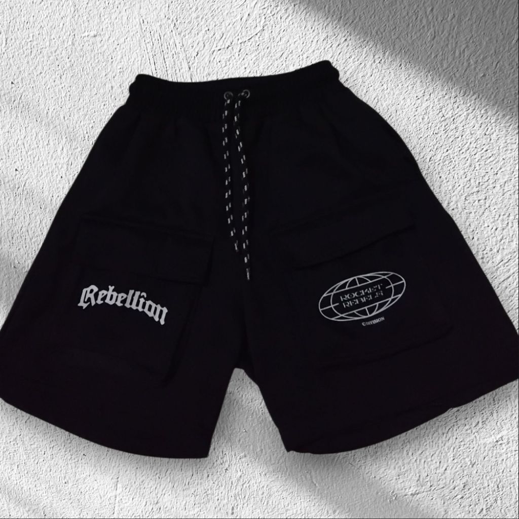 Celana pria | Celana rebellion | Celana pendek hitam | Celana band pria | celana distro