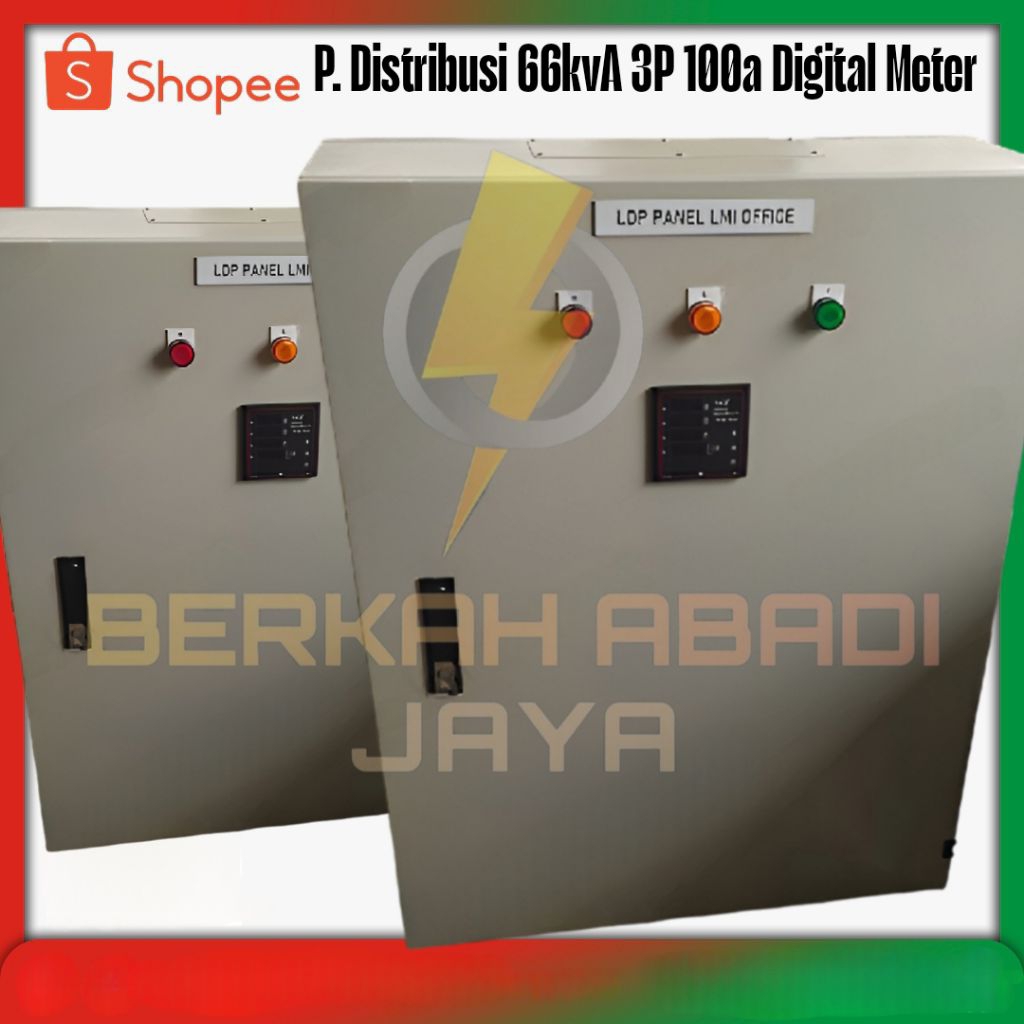 panel distribusi 66kva 3phase 100a + elcb 25a digital meter