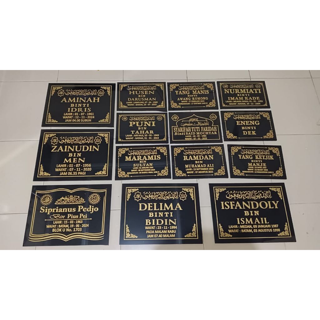 Standar Nama Nisan 30x20Cm