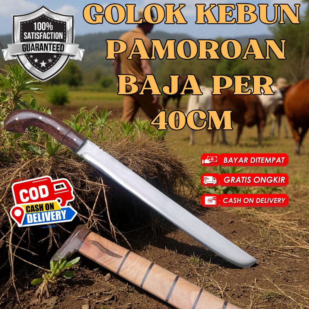 [BAJA_ASLI] GOLOK KEBUN GOLSEM PAMOROAN SERBAGUNA 40CM