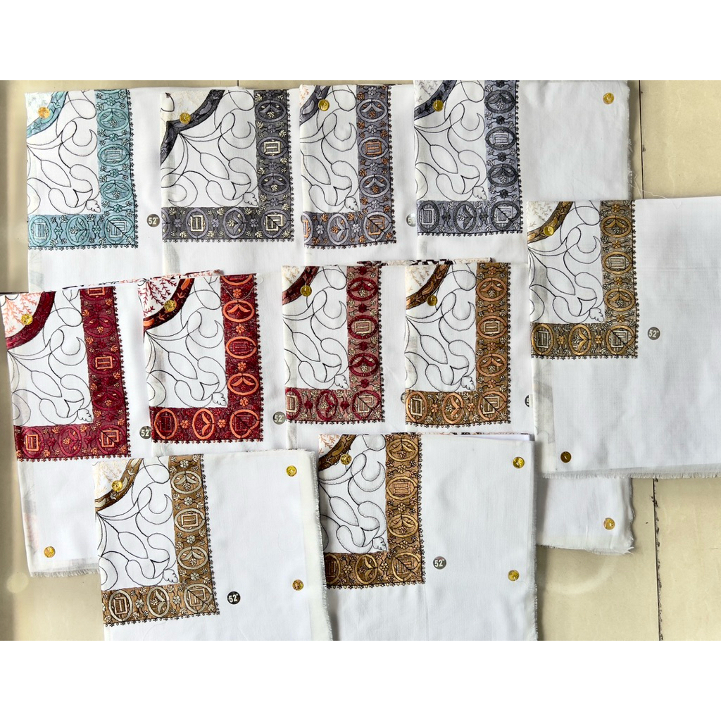 Surban/Imamah/Qutroh Shylan Yamani Full Bordir Dasar Putih