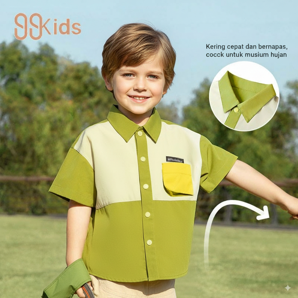 99K-Kids Kemeja anak laki laki Quick-drying shirts Children's color-blocking Polo kaos anak 3397 (Si