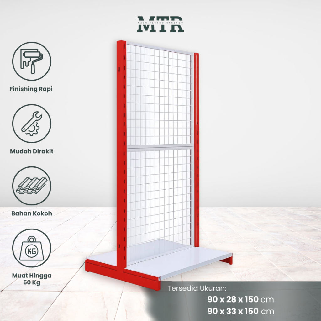 Rak Minimarket Double Tanpa Shelving Atas Gondola Display Supermarket Etalase Jualan Serbaguna