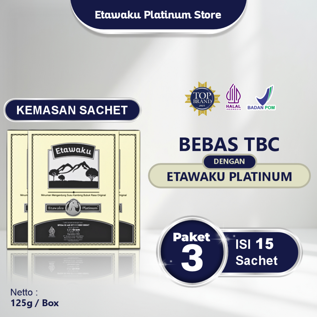 Etawaku Platinum Kemasan Sachet - Paket 3 Box Bebas TBC dengan Susu Etawaku Platinum