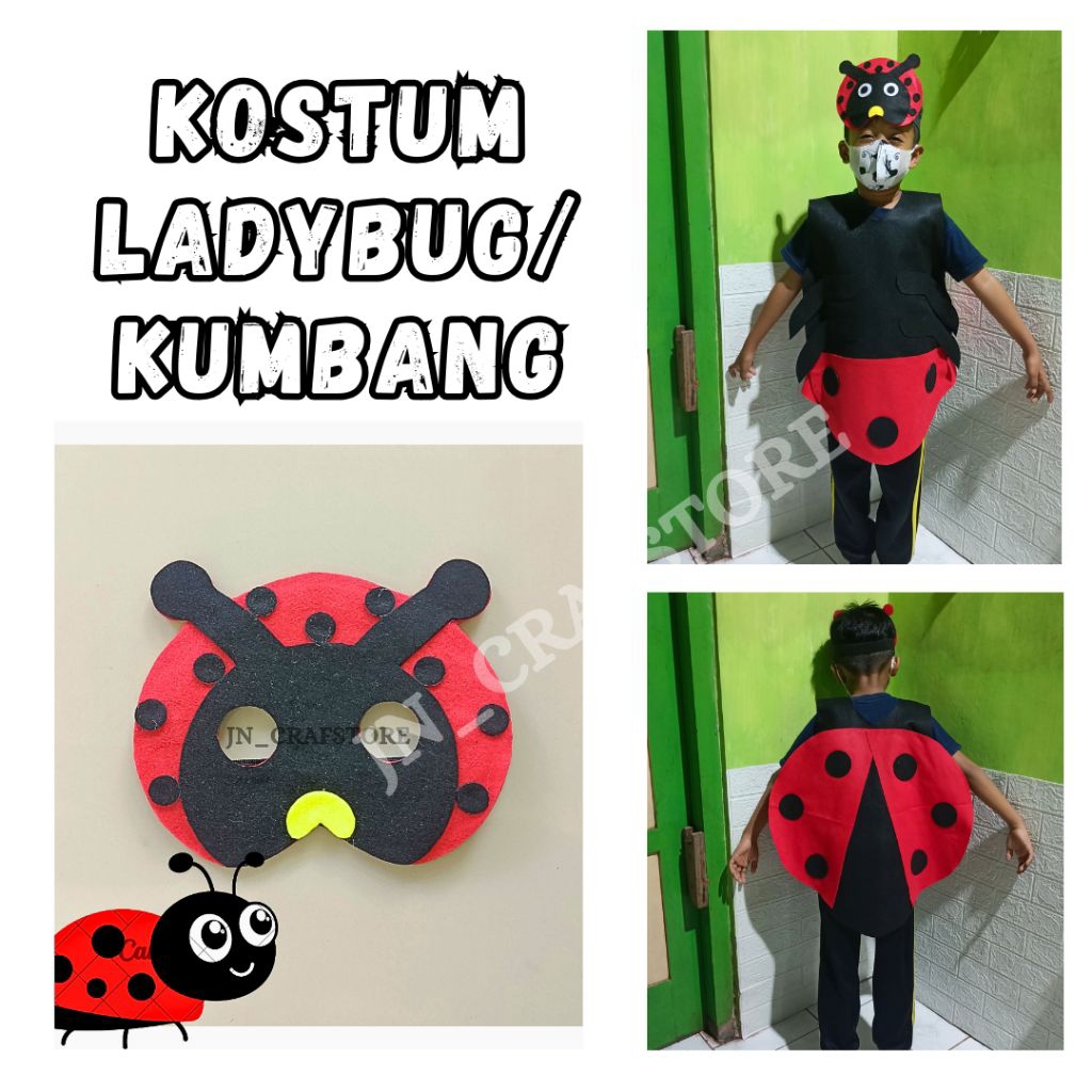 KOSTUM KUMBANG/LADYBUG FLANEL ANAK DAN DEWASA