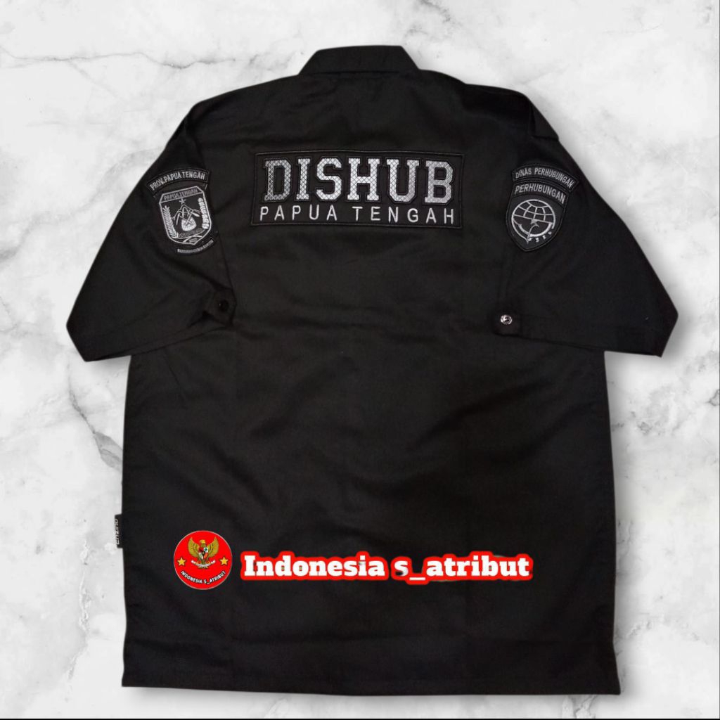 BAJU DISHUB PDH PDL/ KEMEJA DISHUB PDH PDL FULL BORDIR TIMBUL LENGAN PENDEK WARNA HITAM