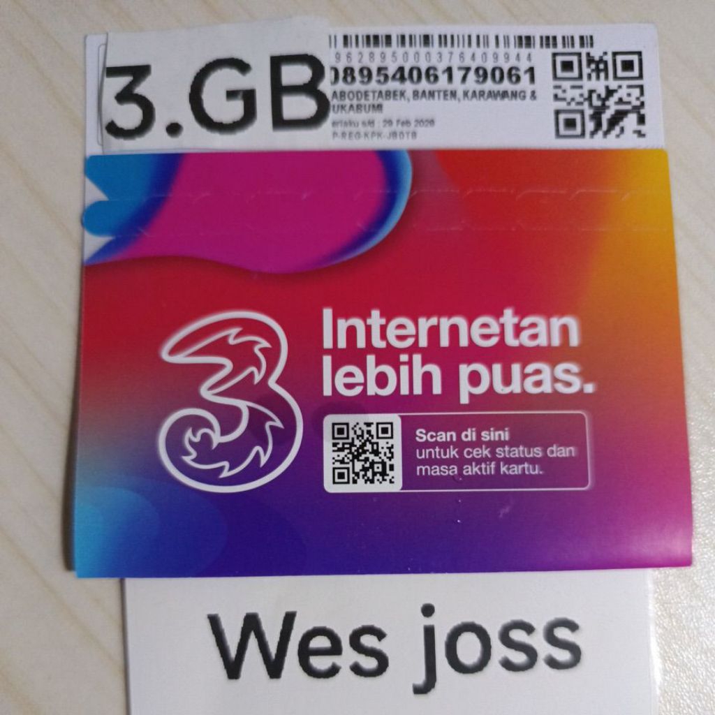 kartu perdana tri kuota full 3gb nasional