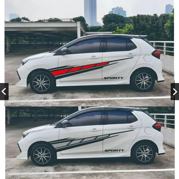 Stiker Mobil Agya putih hitam Lis Ayla Keren Minimalis terbaru