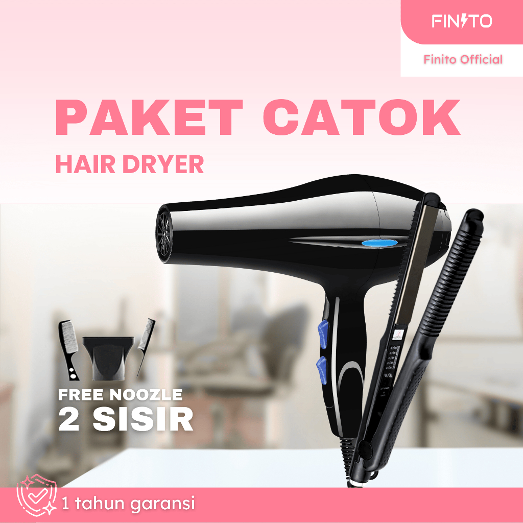 Paket Hemat Hair Dryer HB01 Plus Catokan HC 04 Finito Original