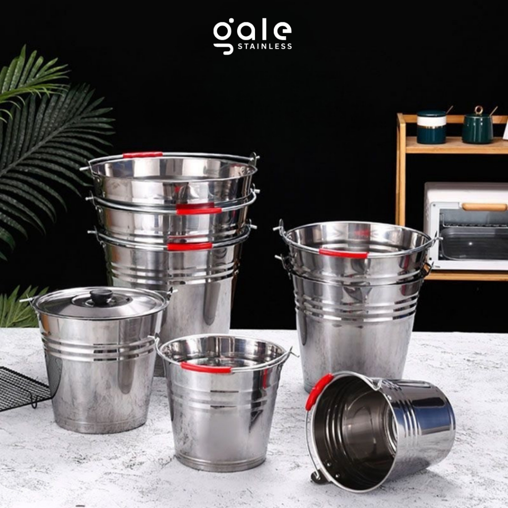 GALE Ember Timba Stainless Steel Tebal Anti Karat Premium / Timba Minuman Dingin / Timba BangunanP31