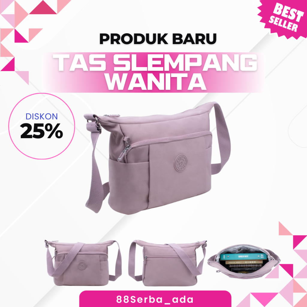 Tas Selempang Wanita Warna Ungu Pastel | Sling Bag Fashion Korea Import
