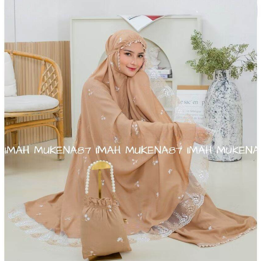 (couple)Mukena Rayon Bordir Renda Tileu Cantik 2in1 Mukenah starla Ibu Anak Remaja Adem Mewah