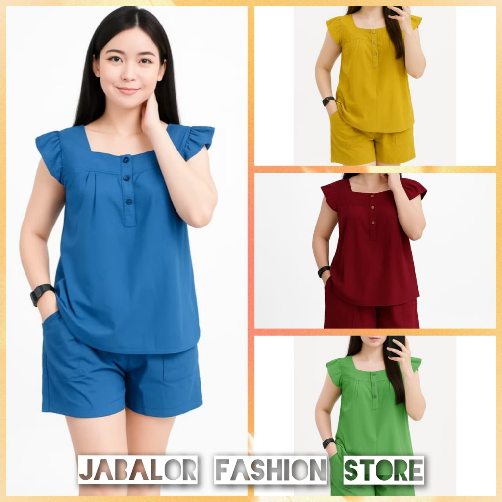 Setelan Bangkok Polos Celana Pendek Piyama Wanita Set Daily Wear Busui Santai