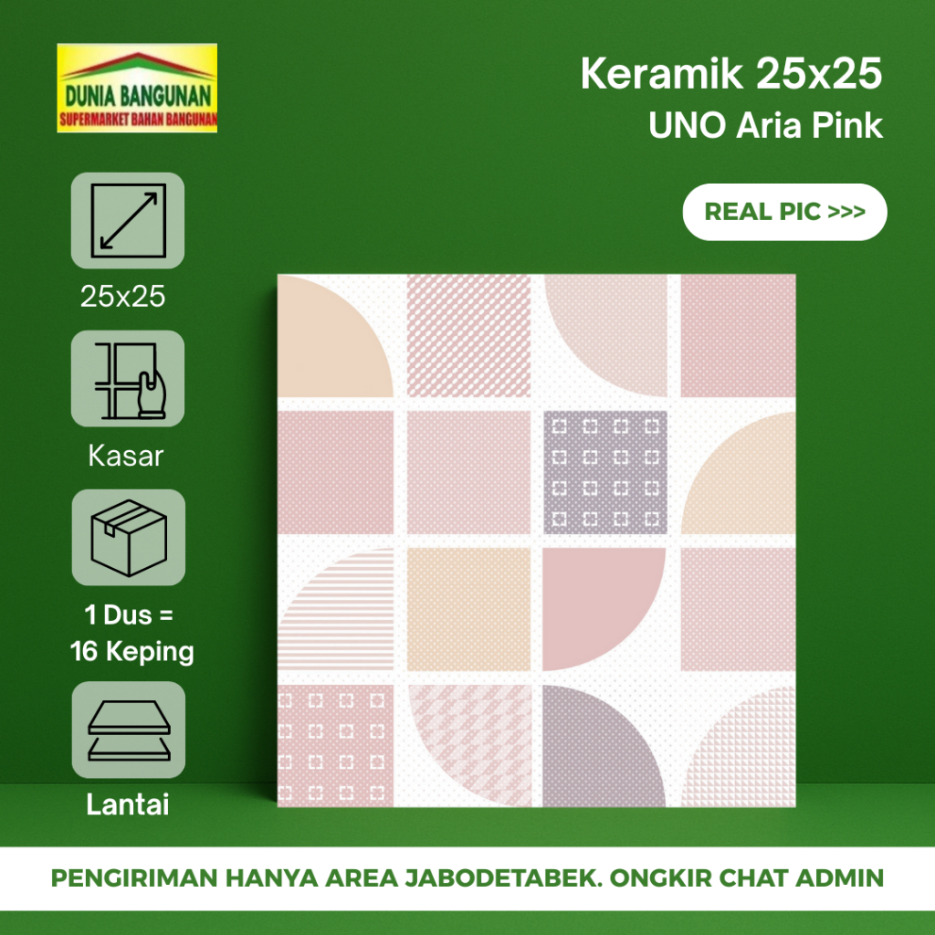 Keramik Lantai Kamar Mandi UNO 25X25 Aria Pink Keramik Lantai