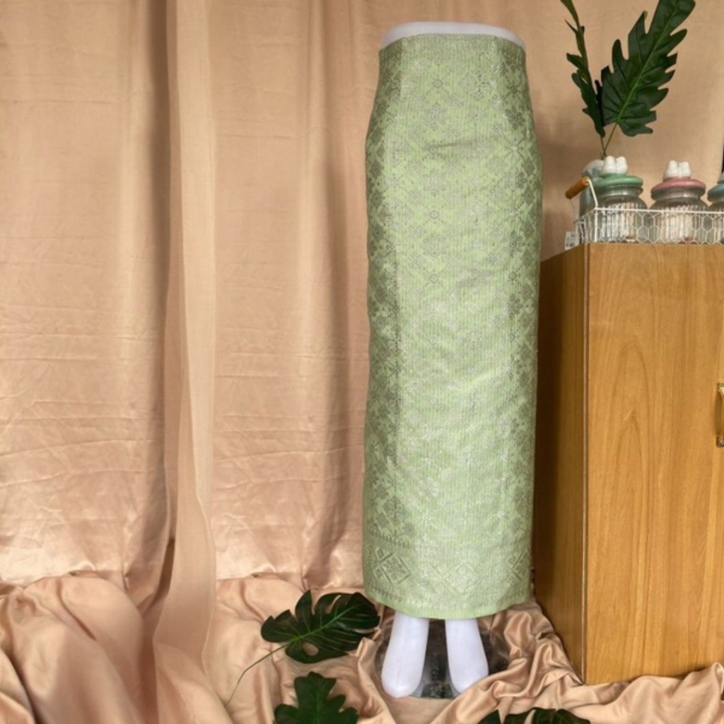 Rok Lilit Songket Sage Green/Bawahan Kebaya Kain Songket Wanita Modern