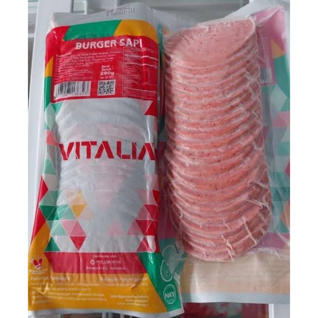 Beef Burger Vitalia Isi 20 Biji / Beef Burger Frozen Food / Beef Vitalia