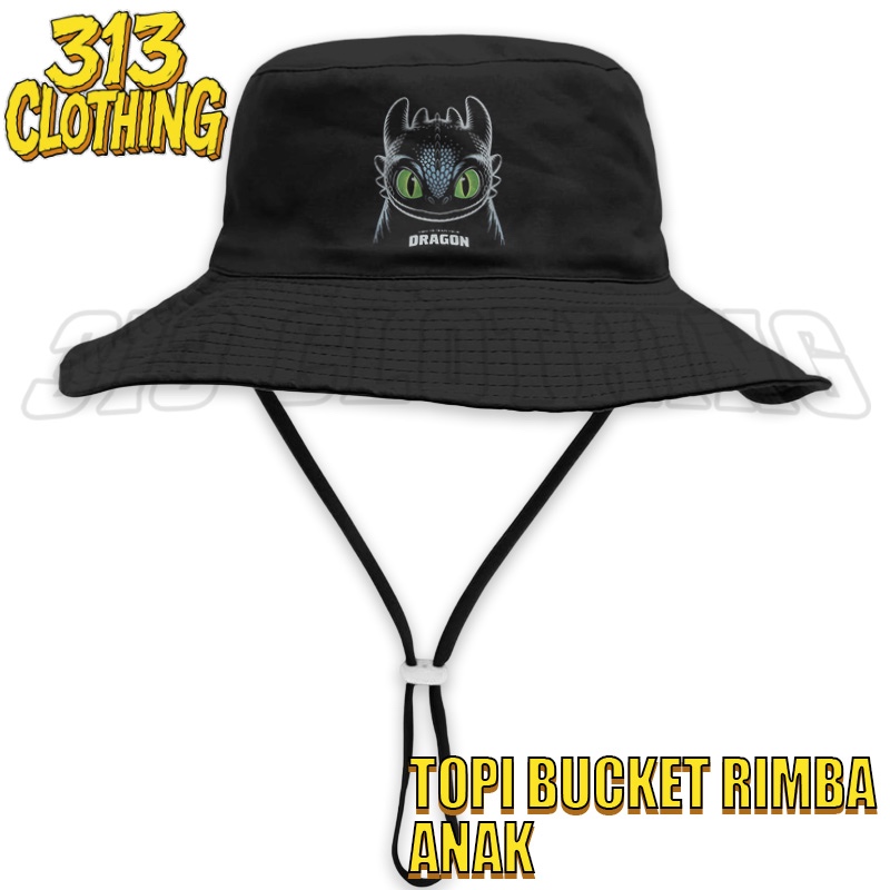 Topi Bucket Rimba Anak Toothless Dragon / Topi Rimba Anak Toothless Baby Dragon