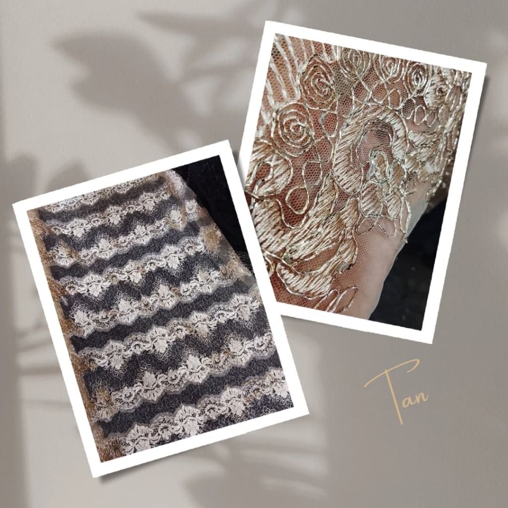 Harga (0.5) meter | bahan kain tile bordir | kain renda | tile renda