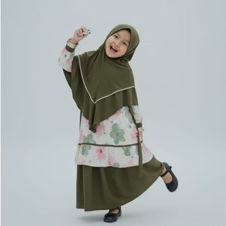 Gamis Anak Crinkle Motif set Hijab
