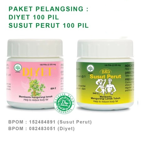 Paket Pelangsing Badan DIYET dan SUSUT PERUT BOROBUDUR masing-masing berisikan 100 pil
