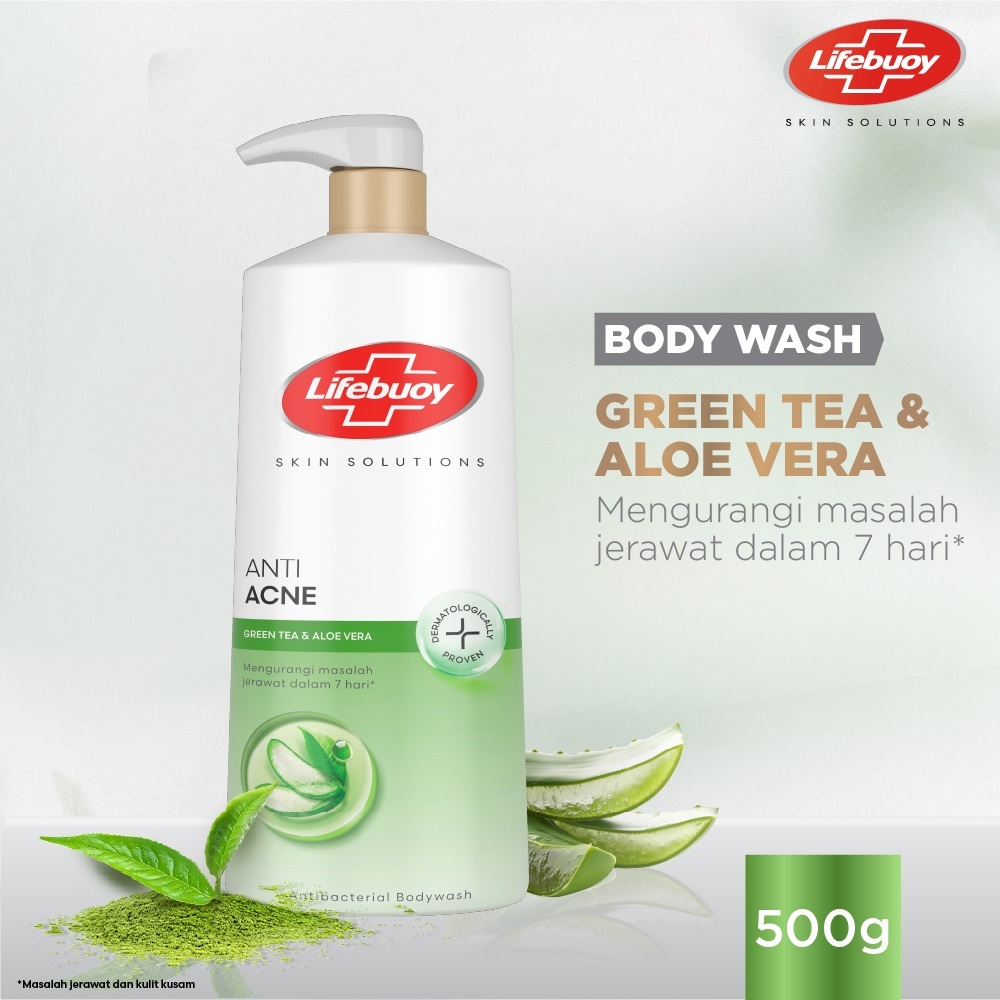 LIFEBUOY SABUN MANDI CAIR GREENTEA PUMP 500G