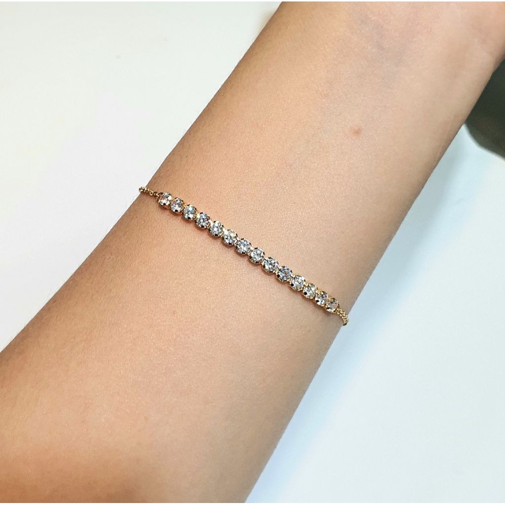 Gelang Rantai Emas Zircon Serut 2.41 Gram 16K 700 (RH284)