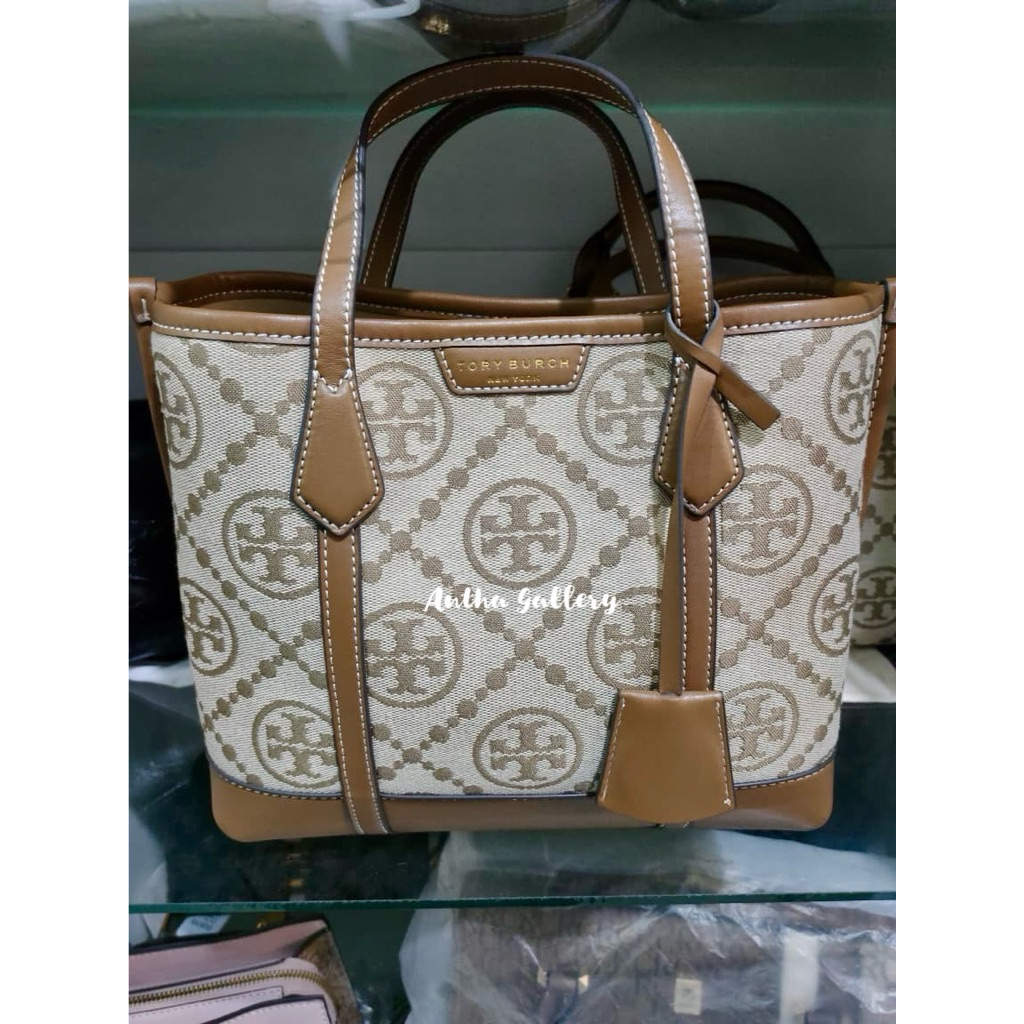 PRE LOVED - TORY BURCH ORIGINAL PERRY TOTE MONOGRAM SMALL COMPARTMENT || HAND BAG TAS CANTIK SELEMPA