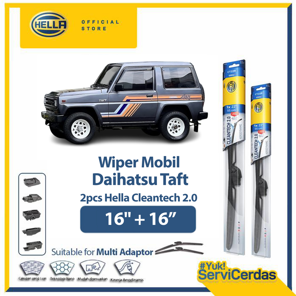 Wiper Mobil DAIHATSU Taft 16” + 16” (2pcs) - HELLA Cleantech 2.0