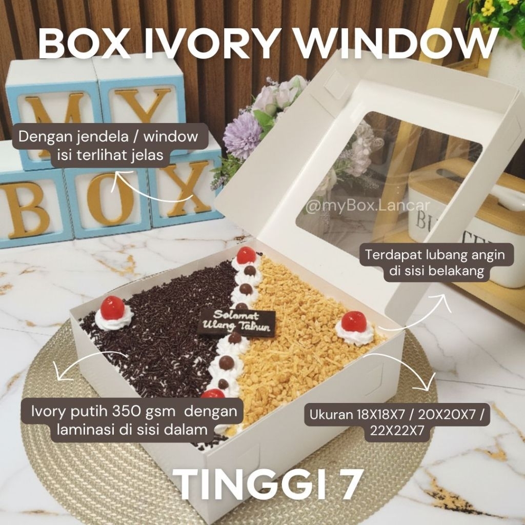 (Isi 10 pcs) Box IVORY KRAFT laminasi window jendela. R8 18x18x7 R10K 20x20x7 R10B 22x22x7 Dus kater