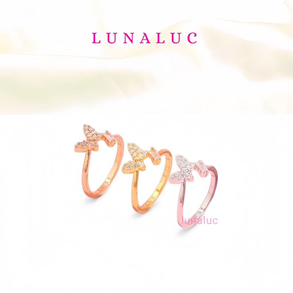 Lunaluc - Cincin Wanita Kupu-kupu Series Gold 24K Gold 18K Silver | Butterfly Series Gold 24K Gold 1