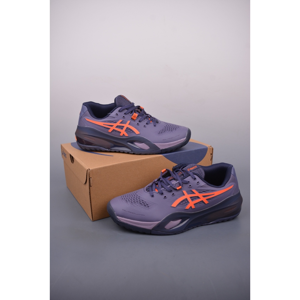 Asics Gel Resolution X Greyish Purple Nova Orange (GEL-RESOLUTION 10) (Sepatu Tenis / Tennis Shoes) 
