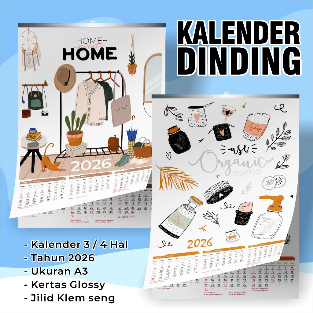 Kalender poster AESTHETIC - Kalender dinding aesthetic 2026