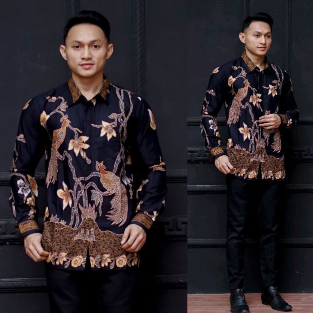 Kemeja Batik Pria Motif Hitam manis / Batik Katun Primissima / Batik Fashion UnggulJaya